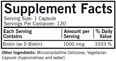 d-Biotin 1000 mcg Capsules - Hypo - 120 count