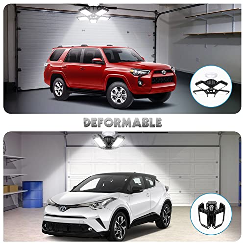 Luyata LED Garage Lights 2 Pack,Ceiling LED Shop Light 160W 16000LM 6500K Screw in Led Light with 5+1 Deformable Panels, B...