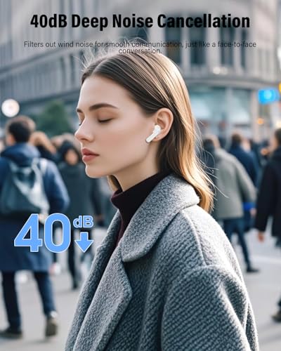 Wireless Earbuds, Bluetooth 5.4 Headphones Bass Stereo, Ear Buds with Noise Cancelling Mic, LED Display in Ear Earphones C...
