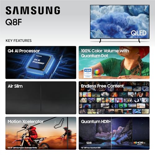 Samsung 50-Inch Class QLED Q8F 4K UHD Smart TV (2025 Model) Q4 AI Processor, 100% Color Volume with Quantum Dot, AirSlim D...