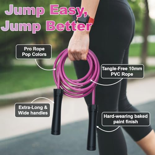 Coniflor Weighted Jump Rope, 1LB Tangle-Free Ball Bearing Rapid Speed Skipping Rope for Men Women, Adjustable 9mm Cotton &...