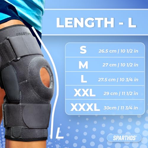 Sparthos Knee Brace - Heavy-Duty Hinged Support for ACL, MCL, Meniscus Tear, Arthritis, Tendonitis Pain - Open Patella - ...