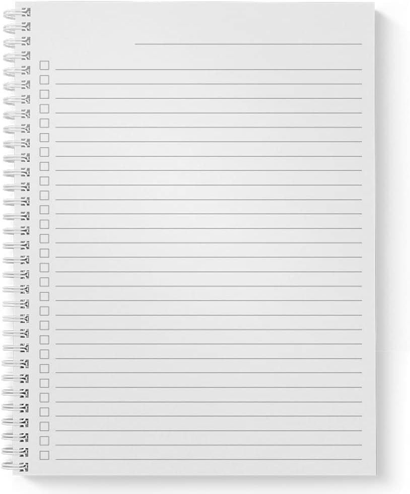 Softcover No Adulting 8.5" x 11" Funny Spiral Notebook/Journal, 120 Checklist Pages, Durable Gloss Laminated Cover, White Wire-o Spiral. Made in the USA