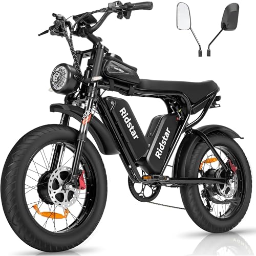 Ridstar Electric Motorcycle for Adults,Peak 3000W 35MPH,52V 40Ah All Terrain E-Bike,20" Fat Tire Mountain Bike UL2849