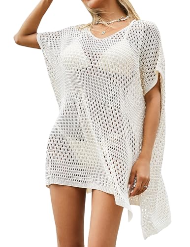 BreathSunny Womens Swimsuit Cover Up Dresses V Neck Cap Sleeve Plus Size Bikini Swimwear Bathing Suit 2024
