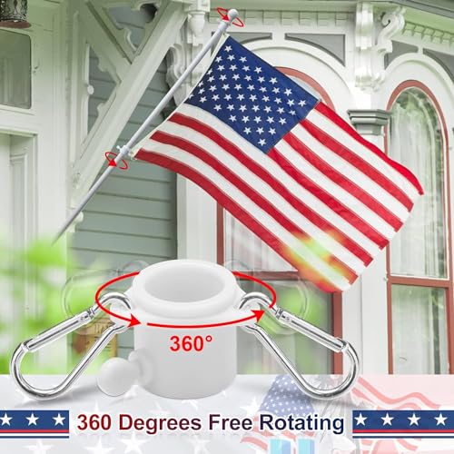 Flag Pole Kit with 3x5 American Flag - Includes 5ft Heavy Duty Tangle Free Flagpole,Embroidered 3X5 US Flag,Aluminum Mount...