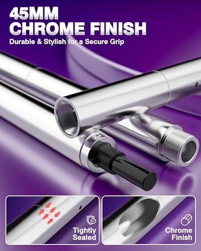 PYY Dance Pole - 88"-132" Ceilings Adjustable & Portable Stripe Pole for Gym Studio Pub, 45mm Chrome Finish, Spinning & St...