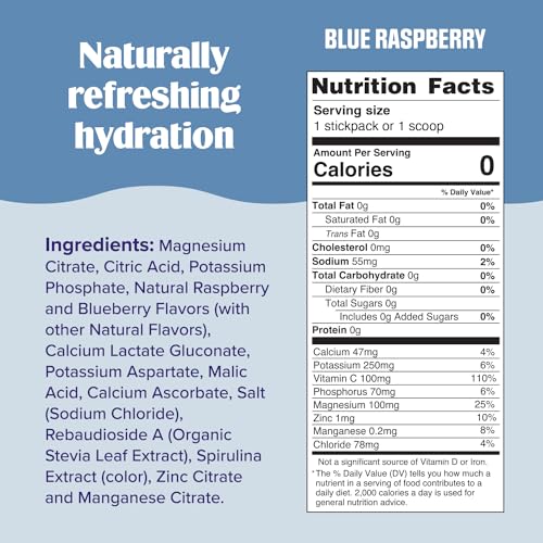 Ultima Replenisher Daily Electrolyte Powder Drink Mix – Sugar Free – Blue Raspberry, 30 Servings – Hydration Powder with 6...