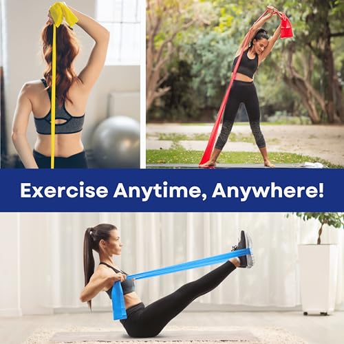 RMS Resistance Bands with Instruction Guide & Carry Bag - Latex Free Exercise Band for Working Out, Physical Therapy, Reha...