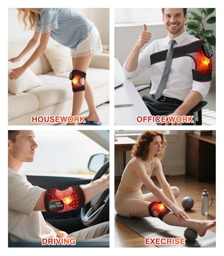 Lanieney Knee Massager with Heat and Red Light Therapy, Knee Brace with Vibration, 5000mah Wireless Cordless,660nm & 850nm...