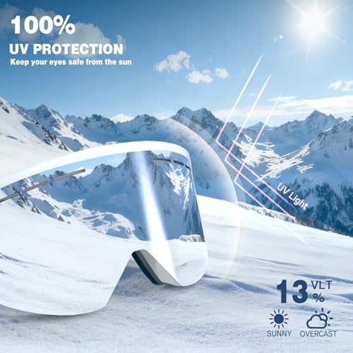 MXJ Gear Ski Goggles Over Glasses,YH359 Snowboard Goggles,Anti-Fog UV400 Protection Snow Goggles for Adult
