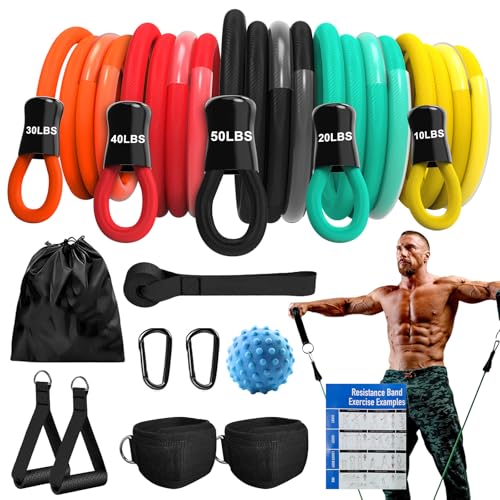 AlpinexFit Resistance Bands for Working Out,150LBS Exercise Bands with Handles,Workout Bands for Men Women, Fitness Bands ...