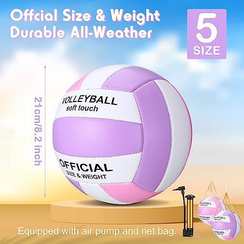 Woanger 6 Pcs Volleyballs Official Size 5 Waterproof Soft Recreational Volleyball with Pump and Net Bag Indoor Outdoor Bea...