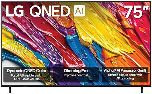 LG 75-Inch Class QNED AI 4K QNED82A Series Smart TV w/AI Sound, HDR10, 4K Super Upscaling, Filmmaker Mode, Wow Orchestra, ...