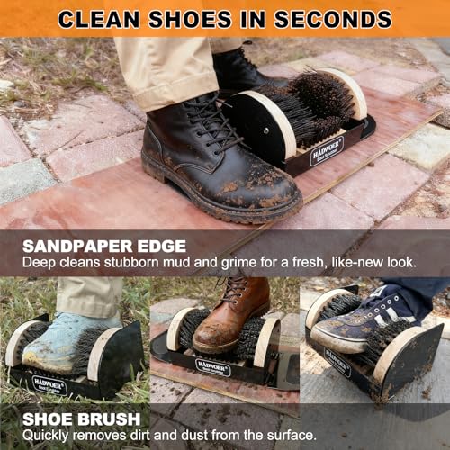 Hadwoer Boot Brush Scraper Outdoor – Heavy Duty Boot Scrubber & Shoe Cleaner Brush for Mud, Dirt & Snow – Durable Outdoor ...