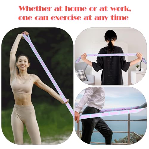 FNANJWQ Elastic Yoga Stretching Strap with Loops, Adjustable Stretch Strap Flexible Pilates Stretch Band for Physical Ther...