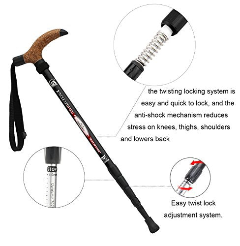 Aluminum Alloy Quick Lock Trekking Pole Anti-Shock Walking Stick Adjustable Cane Crutch for Mountains Trekking Hiking,Ultr...