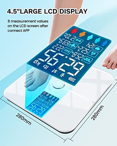 HEYAXA Smart Scale for Body Weight, Digiatl Weight Scale with Large LCD Display, 17 Body Composition Analyzer Sync to APP,...