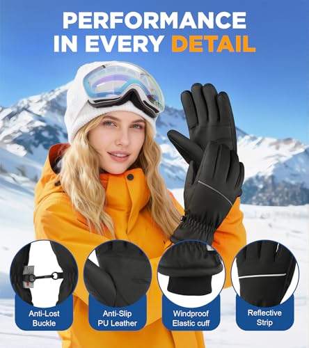 UMEWARM Winter Gloves Men Women Made with 3M Insulation, -20℉ GEANI-TEX Waterproof&Windproof Gloves for Cold Weather