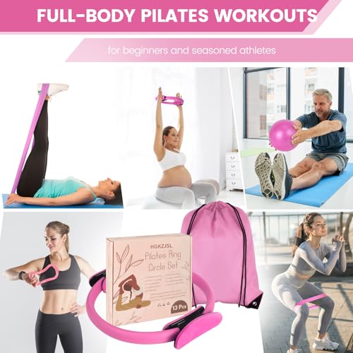 HGKZJSL Home Pilates Essentials Kit for Women,Pilates Equipment Set with 9 Inch Yoga Ball,Figure 8 Resistance Band,Pilates...