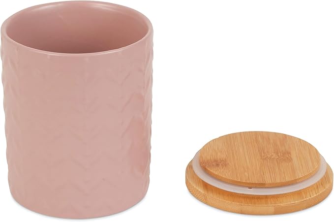 DII Kitchen Accessories Collection, Textured Matte Ceramic Canister Set, Pale Mauve, Vine, 3 Piece