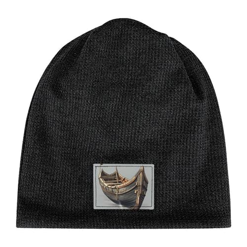 Old Viking Boats Print Lightweight Waffle Pullover Hat Men Women Winter Headwear Outdoor Camping Travel