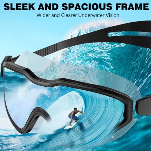COOLOO Swim Goggles, Wide View No Leaking Swimming Goggles, Anti-fog & Anti-UV Fashion Swim Goggles for Adult Men Women Youth