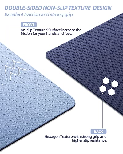 COOLMOON Yoga Mat Non Slip, Anti-Tear 1/4 Thick TPE Yoga Mats for Women and Men, 72"x24" Exercise & Fitness Mat with Carry...