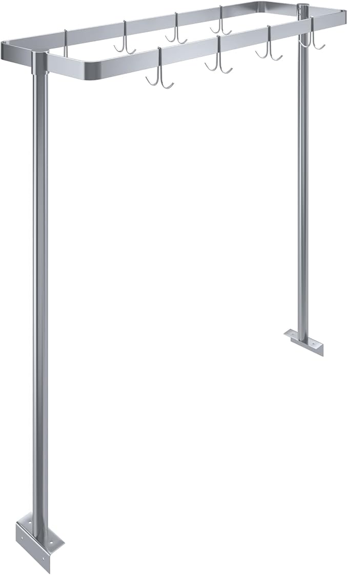 AmGood 48 in. Stainless Steel Table-Mounted Pot Rack With 8 Hooks