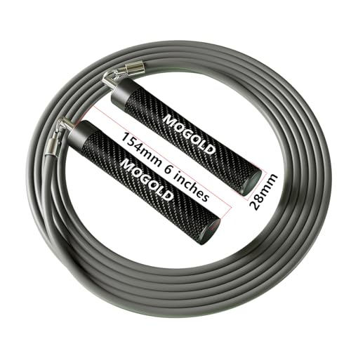 MOGOLD 1lb Weighted Jump Ropes for Women & Men with 1/2 Pound Jump Rope Cable & Thicker Leather Jump Rope Weighted Handle...