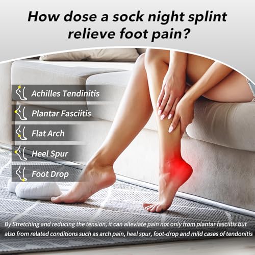 Plantar Fasciitis Night Splint Sock with Massage Ball for Tension Relief, Alleviate Pain from Plantar Fasciitis, Arch Pai...