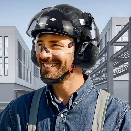 SAFEBUILDER Safety Helmet With Goggles Ear Muffs Work at Hight Carbon Fiber Abs Hard Hats For Industrial Construction Head...