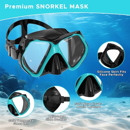 2 Pack Snorkeling Gear for Adults, Dry Snorkel, Mask Set Adult, Diving Scuba Mask, Scuba Gear, Swimming Goggles with Nose ...