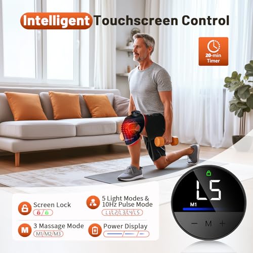RELEXNOW Red Light Therapy for Knee with Heat & Vibration Massage, Extension Band, Wireless Controller, 660nm&850nm Near I...