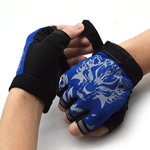 Kids Cycling Gloves for Girls Boys Youth Half Finger Sports Gloves Mittens Sun UV protection Gloves Breathable Non-slip Ge...