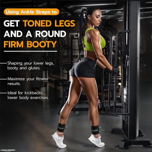 AOHO MOOON Comfortable Adjustable Ankle Straps for Cable Machines Women, Gym Workout Leg Strap, Glute Cuff, Ankle Cuffs fo...