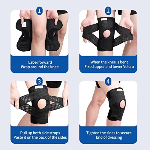 Galvaran Professional Knee Brace for Women & Men Breathable Knee Support with Side Stabilizers, Adjustable knee brace for ...
