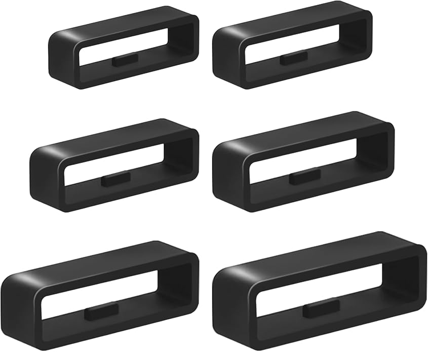 Vnsuyo 6 Pcs Watch Band Keepers, 16mm/18mm/20mm/22mm /24mm/26mm Watch Strap Holder Loops Retainer, Black Silicone Watch Ba...