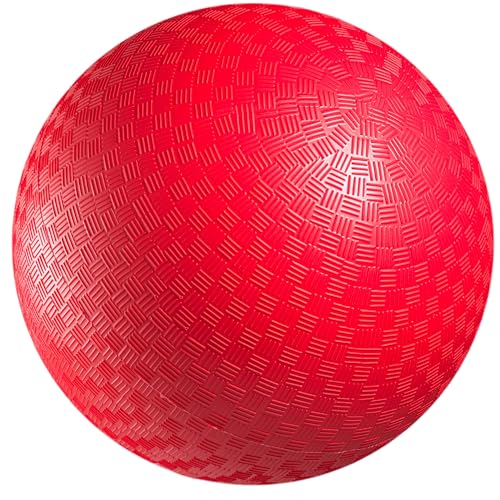 PlayBolt Playground Ball - 8.5 Inch Red Rubber Kickball Bouncy Inflatable Balls for Kids & Adults w/Hand Pump, Indoor & Ou...