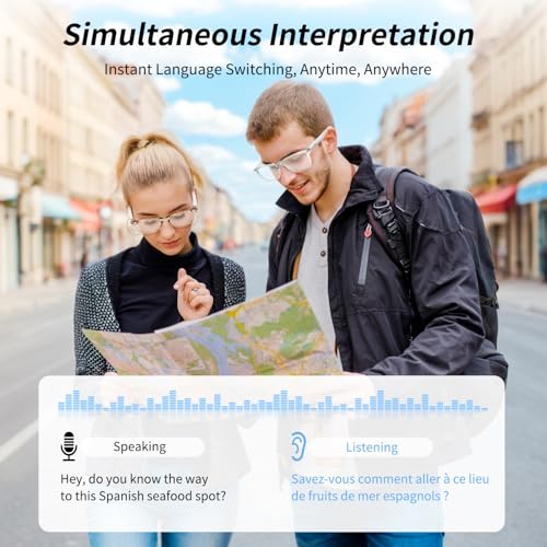 Smart Glasses, AI Bluetooth Glasses for Women/Men with 144 Language Instant Translation & Interpretation, Blue Light Filte...