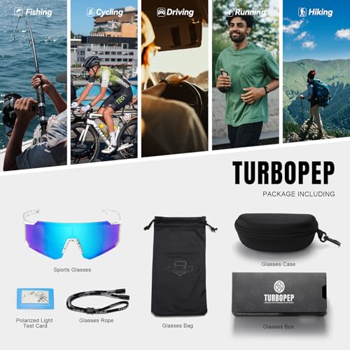 TURBOPEP Polarized Sports Sunglasses for Men and Women,Fishing Cycling Mountain Bike Baseball Sunglasses with UV Protection