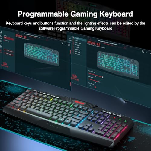 Redragon K503 Wireless Gaming Keyboard, 3-Mode (2.4G/BT/USB), RGB LED Backlit, Multimedia Keys, Fully Programmable Silent ...