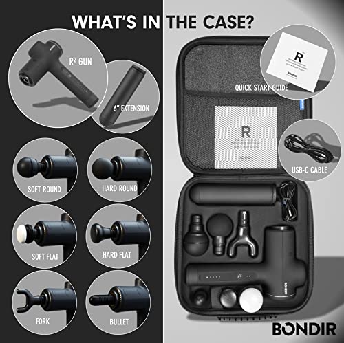 BONDIR R2 Massage Gun - Percussion Deep Tissue Back Massager with Extension Handle