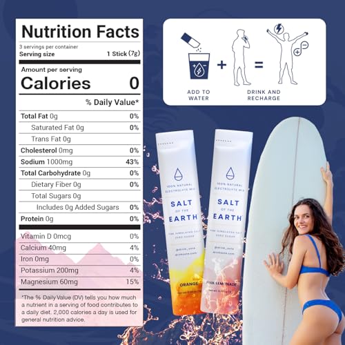 Salt of the Earth Premium Zero-Sugar Electrolyte - Made with Pink Himalayan Salt - Hydration Powder Packets | Premium Ingr...