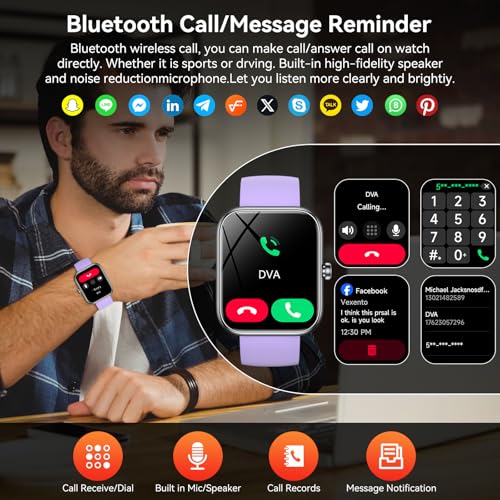 BOOOMIC Smart Watch with Bluetooth Notifications/Calls, 1.83" HD Touchscreen, 24/7 Heart Rate & Sleep Monitor, IP68 Waterp...