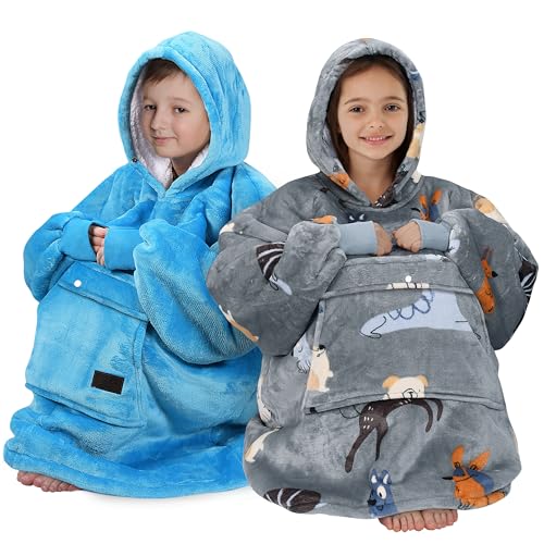 Catalonia Blanket Hoodie for Kids, Oversized Wearable Sherpa Sweatshirt Pullover for Teens Youth, Gift Idea