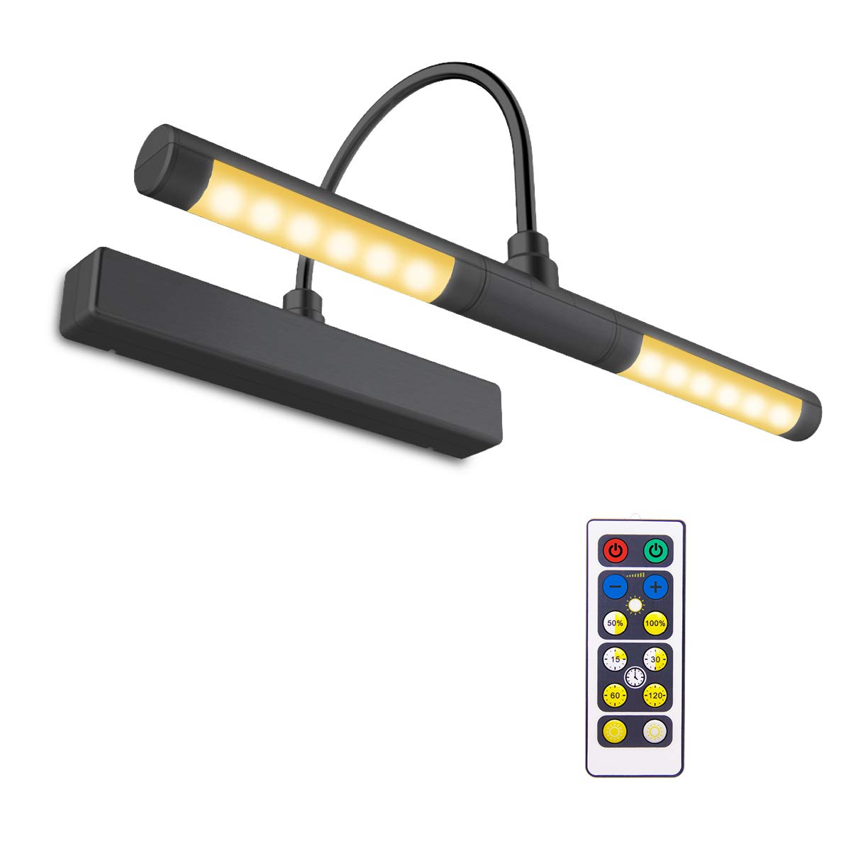 BIGLIGHT Wireless LED Picture Light, 13 Inch, Dimmable, Black, Remote Control, Rotatable Light Head, Timer
