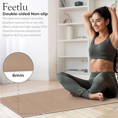 Feetlu Foldable Yoga Mat, 6mm Thick, Lightweight, Anti-Slip, and Easy to Store – Perfect for Travel, Yoga, Pilates, Home W...