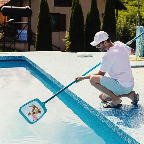POOLWHALE Premium 15 Foot Telescopic Swimming Pool Pole, Adjustable 3 Piece Extendable Pool Cleaning Pole, Blue Anodized A...