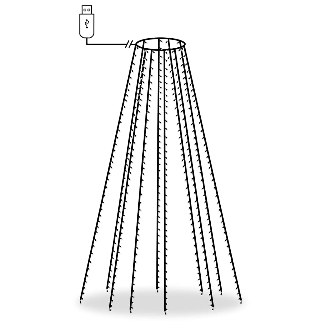 vidaXL Blue LED Tree Lights, 500 LEDs, 196.9in Tall, Water-Resistant, USB Powered, 8 Effects, Indoor/Outdoor